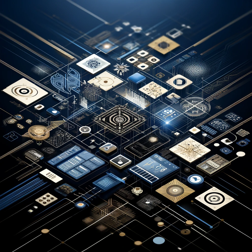 Abstract depiction of a complex electronic circuit board symbolizing modern tech startup simplicity.