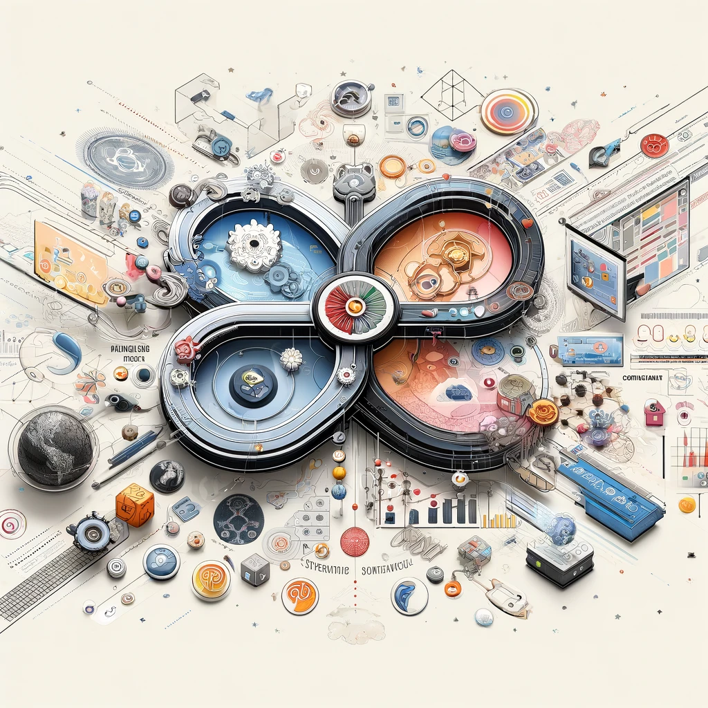 Digital art illustrating the interplay of technology, data analytics, and content marketing.