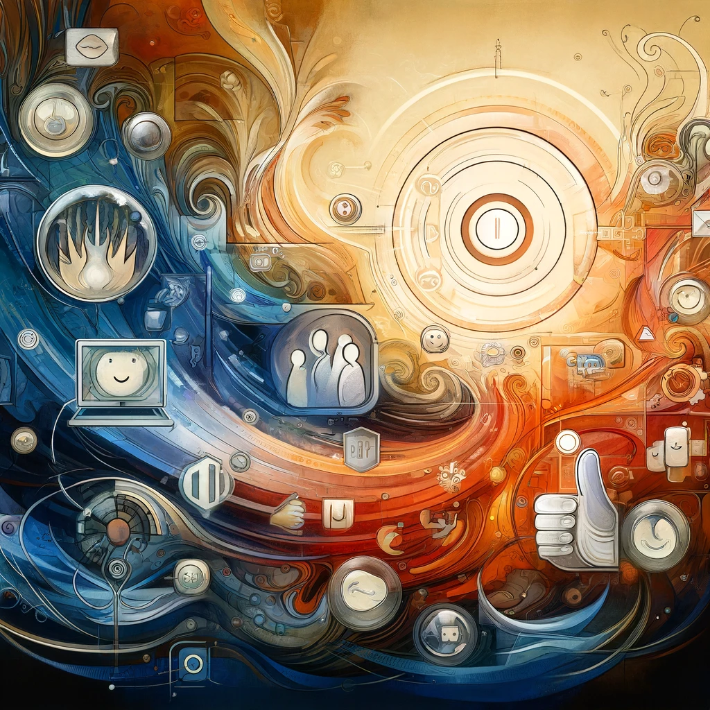 Colorful digital art symbolizing the dynamic and interconnected world of social media and web design.